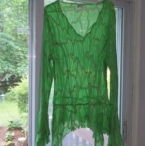 Dress U II size3X green hi-low boho top